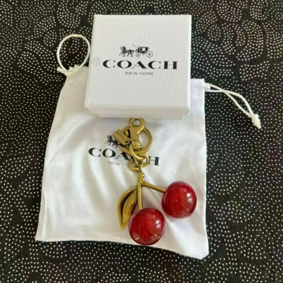 Coach Cherry Brass Cherry Bag Charm Keychain - Picture 1 of 4